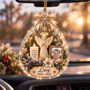 Personalized Memorial Ornament with Photo, Custom Name Angel Christmas Ornament
