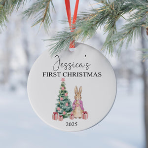 Personalized Baby's First Christmas Ornament, Rabbit Christmas Decoration