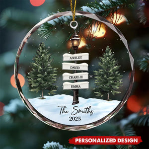 Personalized Vintage Christmas Family Lamp Post Signs Ornament