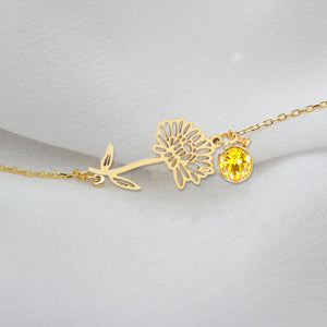 Birth Flower with Birthstone Bracelet , Bracelet For Her