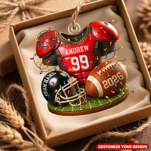 Personalized Football Ornament 2026, Custom Jersey & Helmet Keepsake