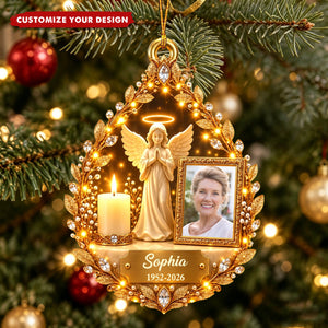 Personalized Guardian Angel Photo Memorial Ornament, Heartfelt Sympathy Gift