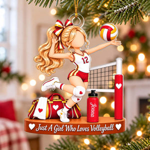 Personalized Volleyball Girl Ornament, Custom Name Ornament, Gift For Volleyball Player