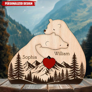 Father's Day Gift, Personalized Wooden Bear Family Puzzle