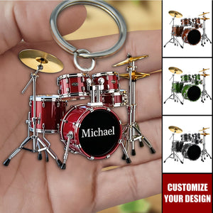 Personalized Name Drum Keychain, Gifts For Drummer