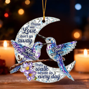 3D Crystal Effect Christmas Hummingbird Moon Memorial - Personalized Acrylic Ornament