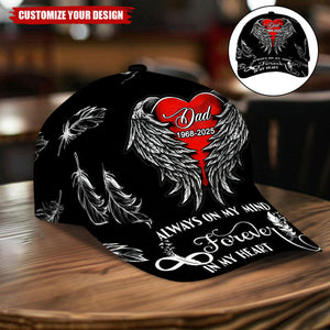 My Dad's Wings Cover My Heart - Personalized Memorial Classic Cap