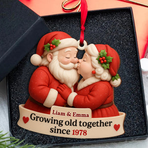 Growing Old Together With Santa and Mrs. Claus, Custom Wood Ornament