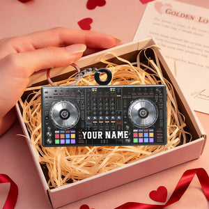 Personalized DJ Turntable Shaped Flat Acrylic Keychain