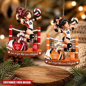 Personalized Volleyball Girl Christmas Ornament, Custom Name & Color Volleyball Christmas Gift