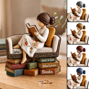 Just A Girl Who Loves Books, Personalized Book Lover Wooden Plaque