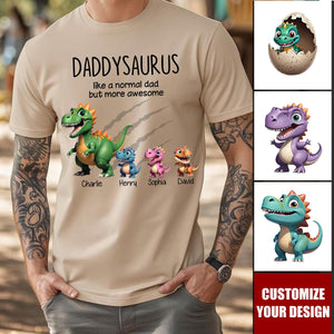 Grandpasaurus And Kids 3D Effect Dinosaurs Personalized Shirt