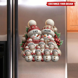 Merry Christmas Snowman - Personalized Family Decal
