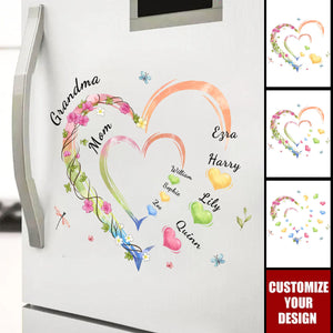 Grandma Heart-Personalized Stickers, Gift For Mom/Grandma