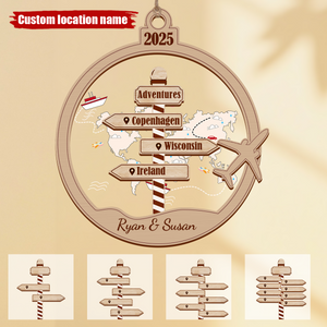 New Adventure Couple Traveler Christmas, Personalized Travel Acrylic Ornament
