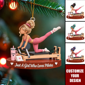 Personalized Pilates Girl Ornament, Pilates Lover Christmas Gift For Her