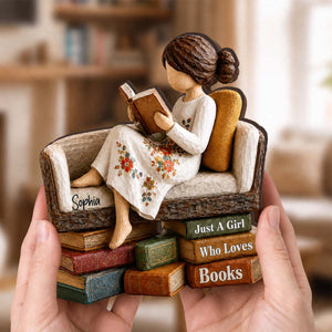 Just A Girl Who Loves Books, Personalized Book Lover Wooden Plaque