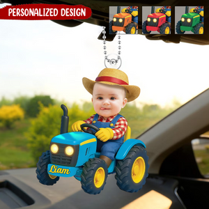 Personalized Tractor Kid Photo Hanging Ornament
