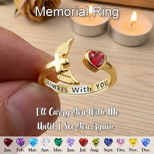 Always With You, Personalized Wings Birthstone Memorial Ring