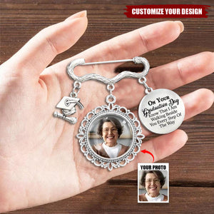 Custom Photo Graduation Walking Beside You Memorial - Personalized Graduation Tassel Pin