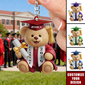 Personalized Graduation Bear Keychain, Gift for Graduates