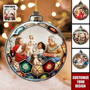 Custom Family Photo Christmas Ball Ornament - Personalized Ornament