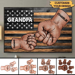 Dad Papa Grandpa Fist Bump Nation Flag Personalized Horizontal Poster