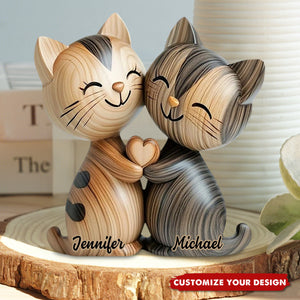 Cute Cat Couple - Personalized Custom Shaped Acrylic Plaque