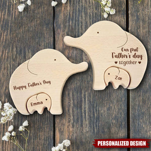 Personalized Wooden Elephant Family Puzzle, Father's Day Gift