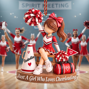 Personalized Cheerleader Ornament, Custom Name Cheer Gift for Girl