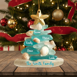 Personalized Sea Glass Christmas Tree Ornament