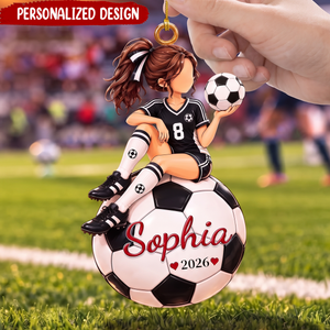 Personalized Soccer Girl Christmas Ornament