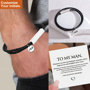Gift for Man,Personalized Leather Bracelet