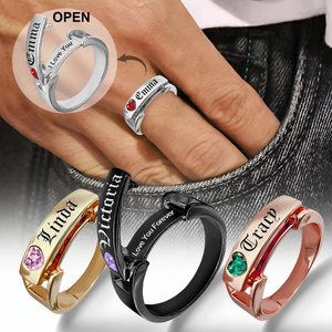 Personalized Engraved Hidden Message Birthstone Ring