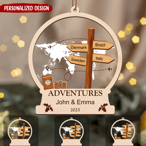 Personalized Travel Adventure Destination Christmas Ornament Keepsake