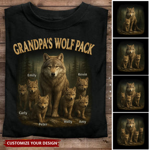 Papa’s Wolf Pack - Family Personalized Custom Unisex T-shirt