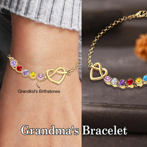 Personalized Heart Family Birthstone Bracelet For Mom Grandma
