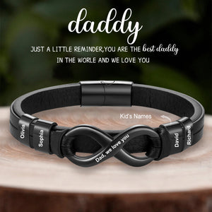 Personalized Custom Name Text Men Leather Bracelet, Gift For Husband Boyfriend Dad