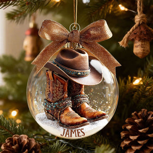 Personalized Cowboy Boots and Hat Ornament, Cowboy Western Xmas Gift