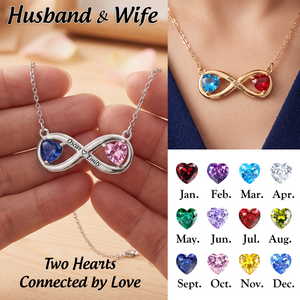 Together Forever - Personalized Couple Birthstone Infinity Necklace