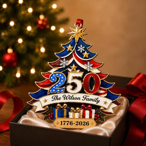 250th Anniversary Ornament , Personalized Family Name Patriotic Holiday Gift