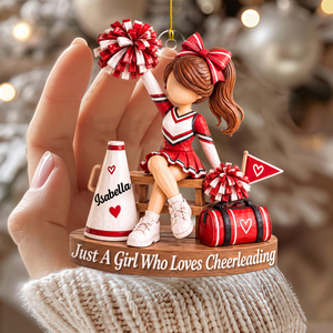 Personalized Cheerleader Ornament, Custom Name Cheer Gift for Girl