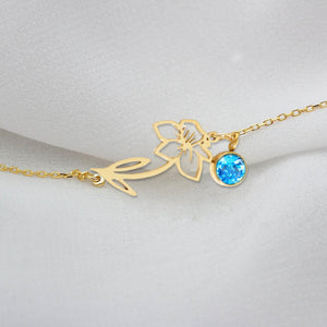Birth Flower with Birthstone Bracelet , Bracelet For Her