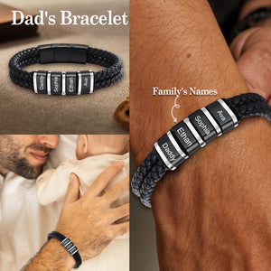 Personalized Family Names Double Round Rope Leather bracelet