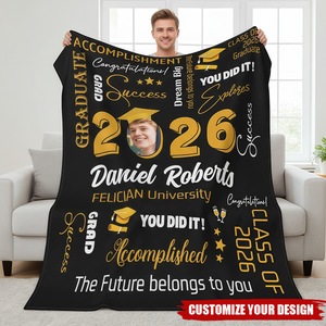 Custom Blanket With Photo & Name, Gift Ideas For Graduate