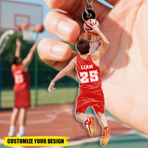 Personalized Basketball Acrylic Keychain - Gift For Basketball Lover