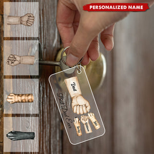 Daddy Team Fist Bump Version Pets - Personalized Custom Acrylic Keychain