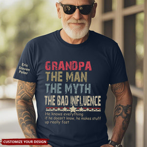 Personalized Dad Papa Grandpa T-Shirt, Custom Papa Legend Influence T-Shirt