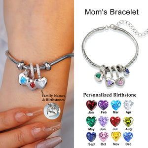 Personalized Birthstone Love Snake Bone Bracelet-Gift For Her