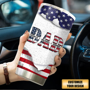 Personalized Custom Kid Name With America Dad Tumbler